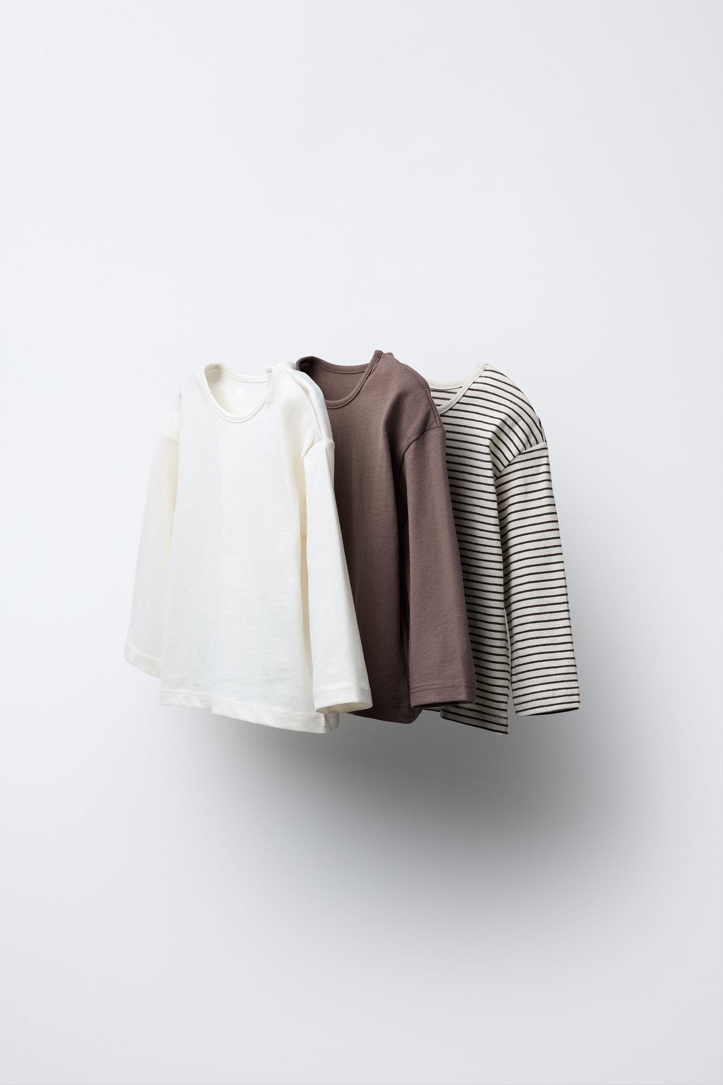 PACK OF THREE STRIPED AND PLAIN T-SHIRTS