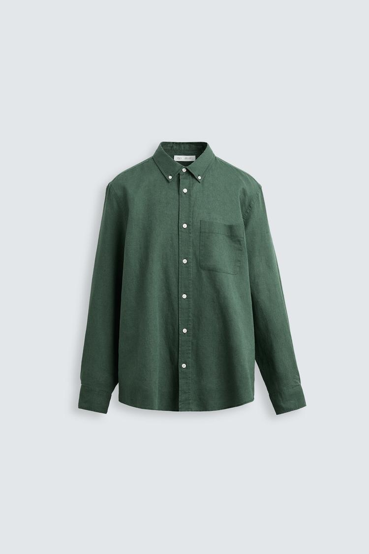 COTTON - LINEN SHIRT  | Green | 1063/305/933